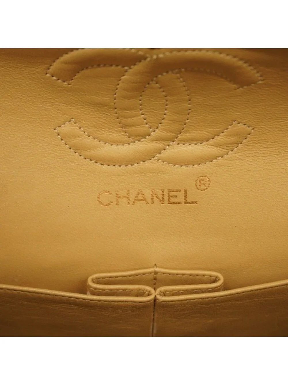 Chanel Shoulder Bag Quilted Lambskin Beige Gold